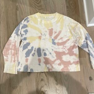 Cream, pink, yellow tie dye Boxy Long Sleeve Sweater